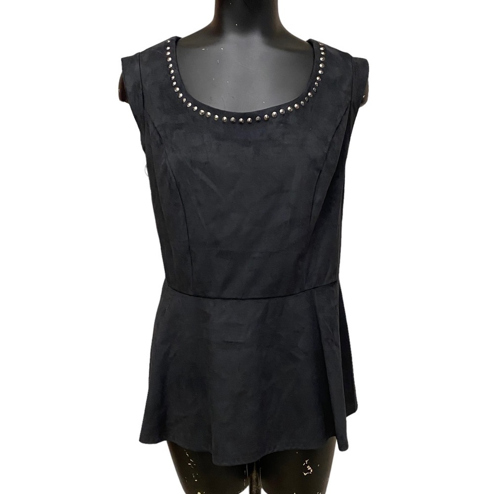 NEW Torrid Black Faux Suede Peplum Top Studded Neckline